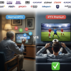 Comparaison avant et après IPTV Premium sans coupure, streaming football HD