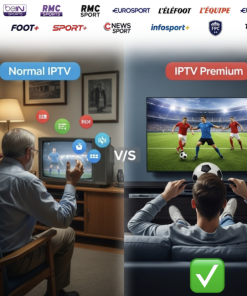 Comparaison avant et après IPTV Premium sans coupure, streaming football HD